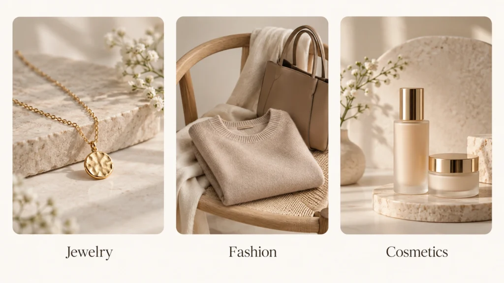 Ecommerce product photography examples for jewelry fashion and beauty
