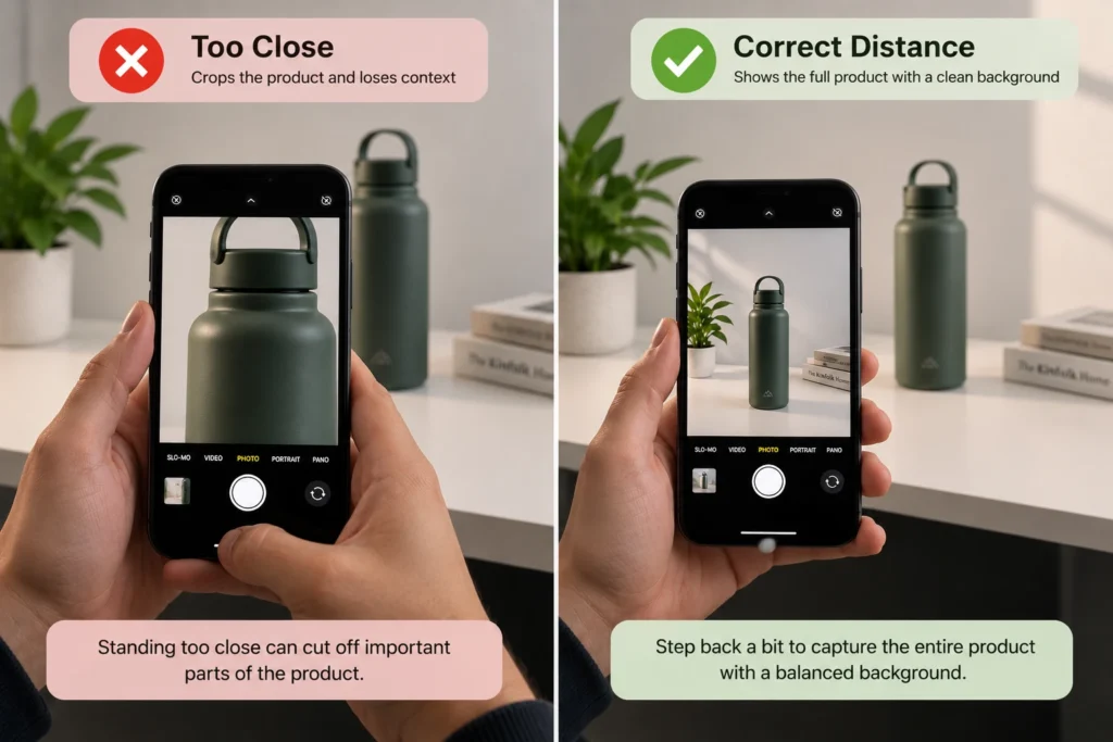 camera distance comparison for phone product photography